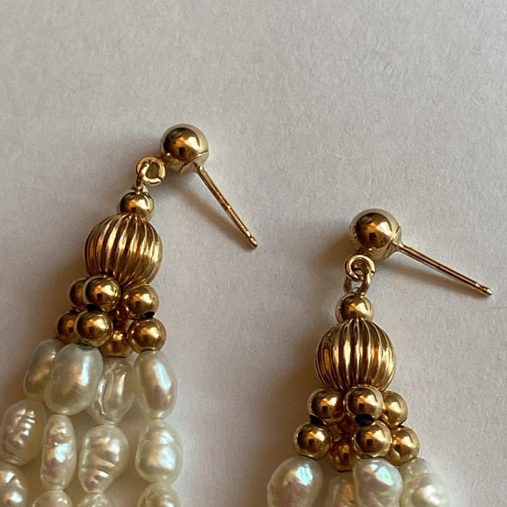 14K Mikimoto Pearl chandelier earrings - Picture 5 of 11